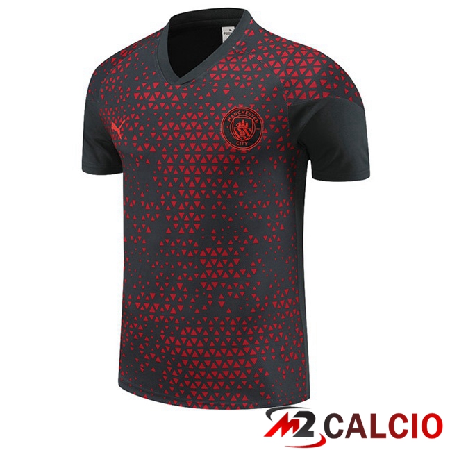 Maglie Calcio Personalizzate,Tute Calcio Squadre,Maglia Nazionale Italiana Calcio | T Shirt Allenamento Manchester City Rosso Nero 2023/2024