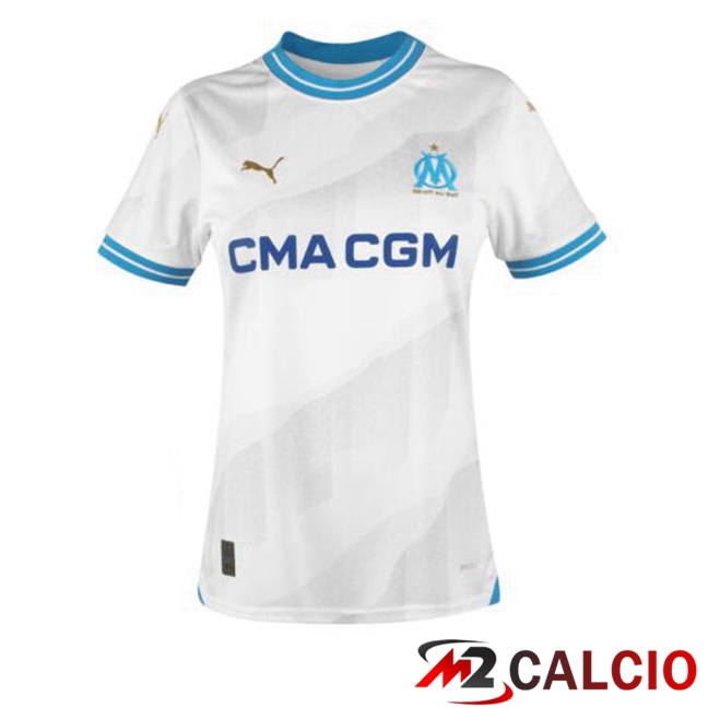 Maglie Calcio Personalizzate,Tute Calcio Squadre,Maglia Nazionale Italiana Calcio | Maglie Calcio Marsiglia OM Donna Prima Bianco 2023/2024