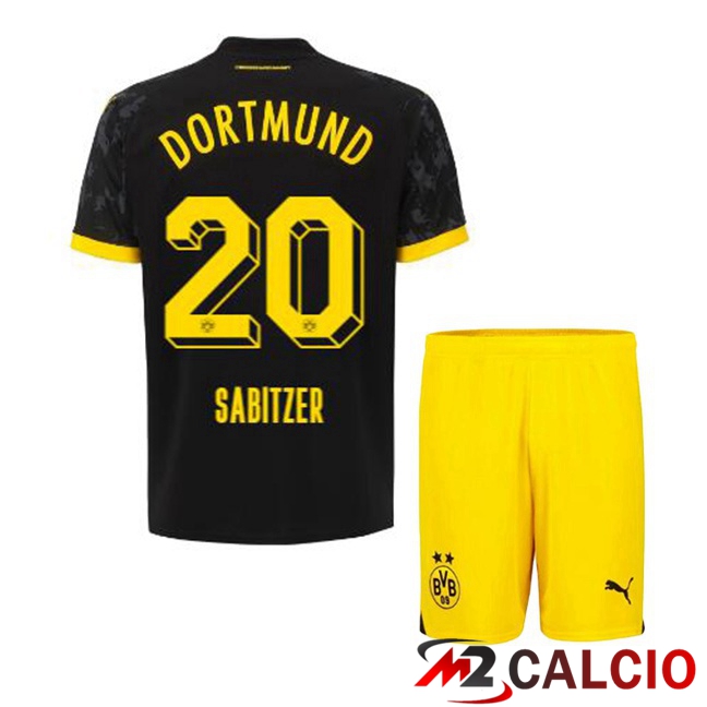 Maglie Calcio Personalizzate,Tute Calcio Squadre,Maglia Nazionale Italiana Calcio | Maglie Calcio Dortmund BVB (Sabitzer 20) Bambino Seconda Nero 2023/2024