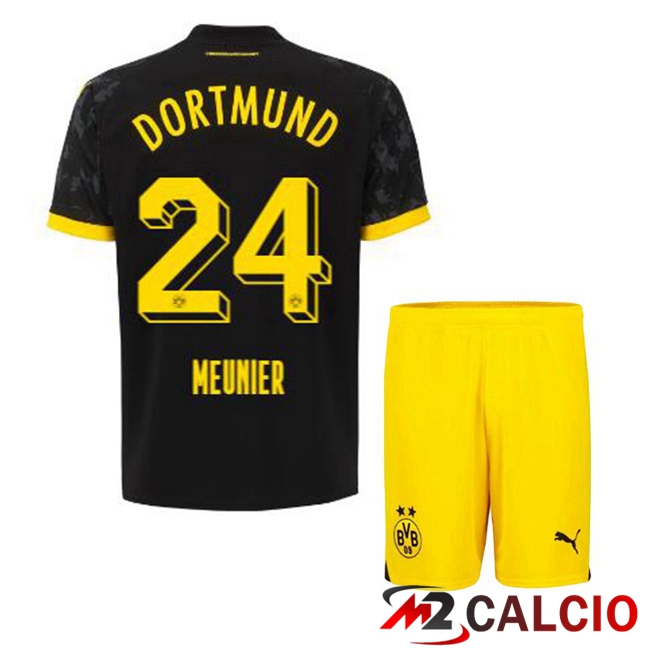 Maglie Calcio Personalizzate,Tute Calcio Squadre,Maglia Nazionale Italiana Calcio | Maglie Calcio Dortmund BVB (Meunier 24) Bambino Seconda Nero 2023/2024