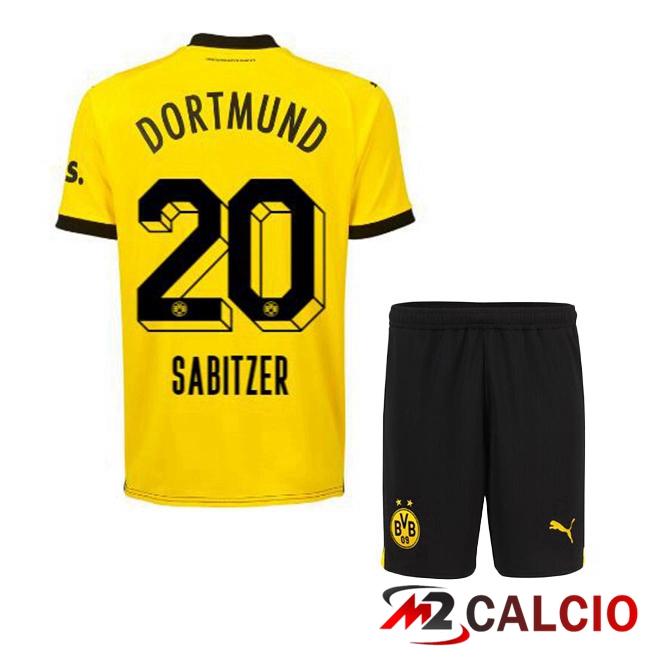 Maglie Calcio Personalizzate,Tute Calcio Squadre,Maglia Nazionale Italiana Calcio | Maglie Calcio Dortmund BVB (Sabitzer 20) Bambino Prima Giallo Nero 2023/2024