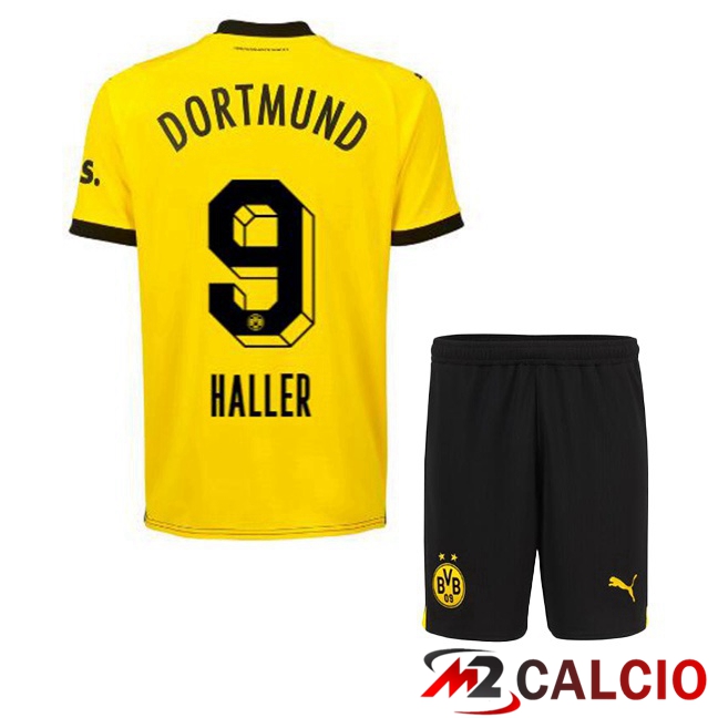 Maglie Calcio Personalizzate,Tute Calcio Squadre,Maglia Nazionale Italiana Calcio | Maglie Calcio Dortmund BVB (Haller 9) Bambino Prima Giallo Nero 2023/2024