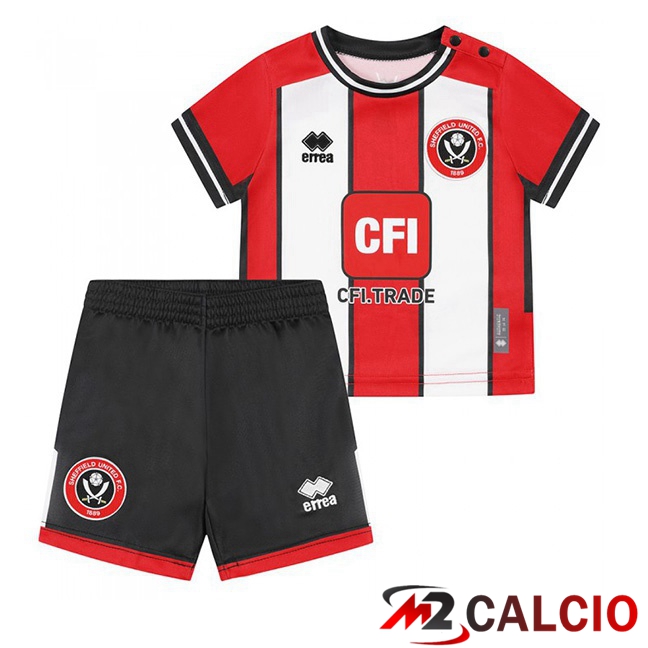 Maglie Calcio Personalizzate,Tute Calcio Squadre,Maglia Nazionale Italiana Calcio | Maglie Calcio Sheffield United Bambino Prima Rosso Bianco 2023/2024