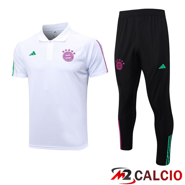 Maglie Calcio Personalizzate,Tute Calcio Squadre,Maglia Nazionale Italiana Calcio | Maglia Polo Bayern Monaco + Pantaloni Bianco 2023/2024