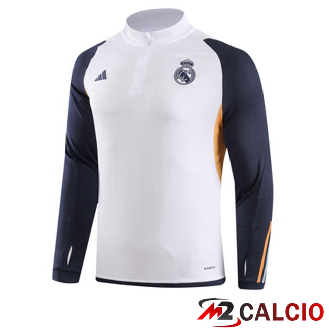 Maglie Calcio Personalizzate,Tute Calcio Squadre,Maglia Nazionale Italiana Calcio | Felpa Allenamento Real Madrid Bianco 2023/2024