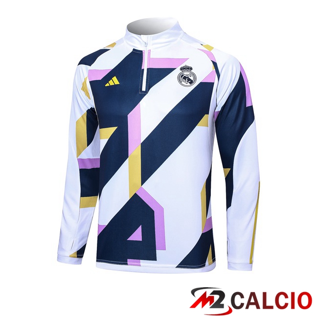 Maglie Calcio Personalizzate,Tute Calcio Squadre,Maglia Nazionale Italiana Calcio | Felpa Allenamento Real Madrid Bianco 2023/2024