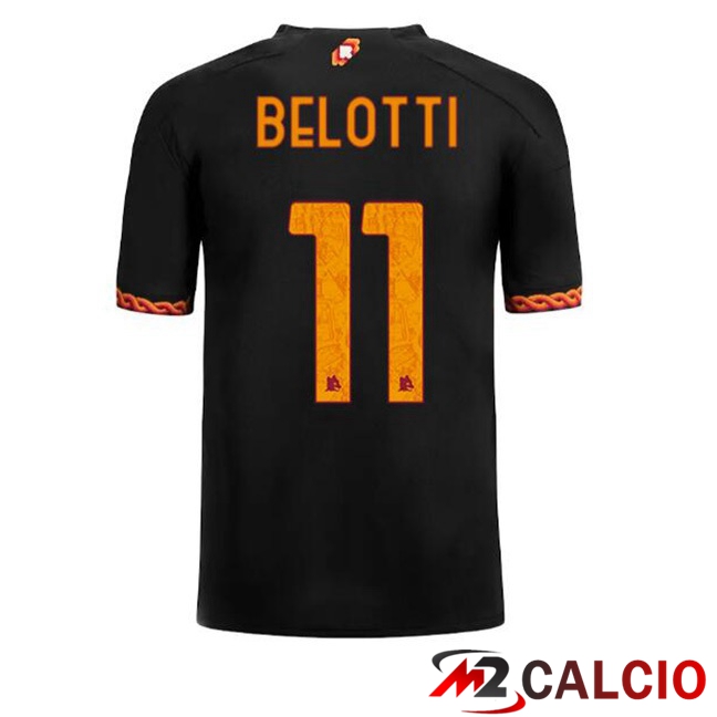 Maglie Calcio Personalizzate,Tute Calcio Squadre,Maglia Nazionale Italiana Calcio | Maglie Calcio AS Roma (BELOTTI 11) Terza Nero 2023/2024