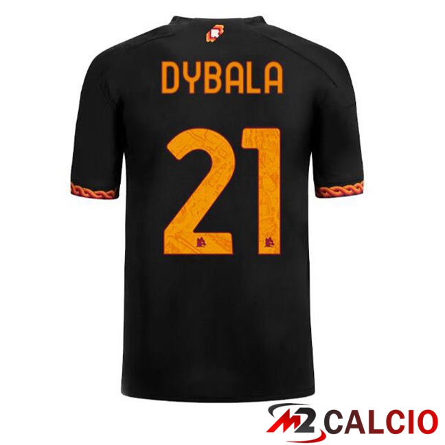 Maglie Calcio Personalizzate,Tute Calcio Squadre,Maglia Nazionale Italiana Calcio | Maglie Calcio AS Roma (DYBALA 21) Terza Nero 2023/2024