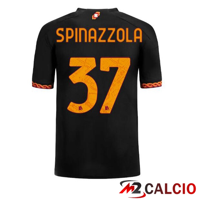 Maglie Calcio Personalizzate,Tute Calcio Squadre,Maglia Nazionale Italiana Calcio | Maglie Calcio AS Roma (SPINAZZOLA 37) Terza Nero 2023/2024