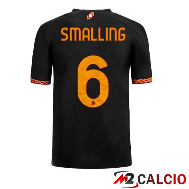 Maglie Calcio Personalizzate,Tute Calcio Squadre,Maglia Nazionale Italiana Calcio | Maglie Calcio AS Roma (SMALLING 6) Terza Nero 2023/2024