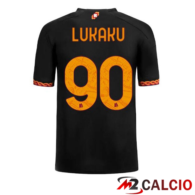 Maglie Calcio Personalizzate,Tute Calcio Squadre,Maglia Nazionale Italiana Calcio | Maglie Calcio AS Roma (LUKAKU 90) Terza Nero 2023/2024