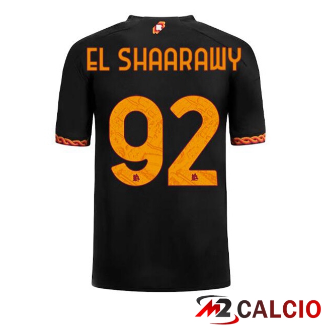 Maglie Calcio Personalizzate,Tute Calcio Squadre,Maglia Nazionale Italiana Calcio | Maglie Calcio AS Roma (EL SHAARAWY 92) Terza Nero 2023/2024