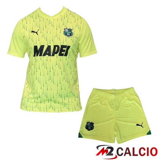 Maglie Calcio Personalizzate,Tute Calcio Squadre,Maglia Nazionale Italiana Calcio | Maglie Calcio US Sassuolo Bambino Terza Verde Giallo 2023/2024