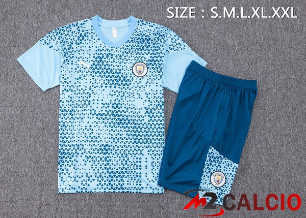 T Shirt Allenamento Manchester City + Pantaloncini Blu 2023/2024