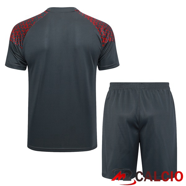 T Shirt Allenamento Manchester City + Pantaloncini Rosso Grigio 2023/2024