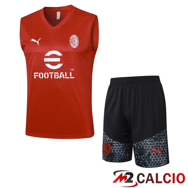 Maglie Calcio Personalizzate,Tute Calcio Squadre,Maglia Nazionale Italiana Calcio | Canotta Calcio AC Milan + Pantaloncini Rosso 2023/2024