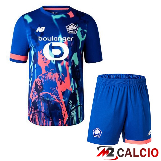 Maglie Calcio Personalizzate,Tute Calcio Squadre,Maglia Nazionale Italiana Calcio | Maglie Calcio Lille OSC Bambino Quarto Blu 2023/2024