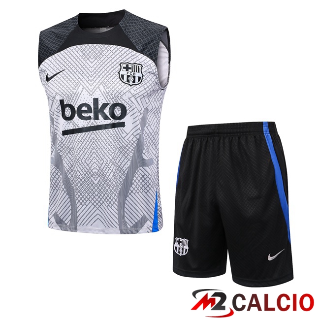 Maglie Calcio Personalizzate,Tute Calcio Squadre,Maglia Nazionale Italiana Calcio | Canotta Calcio FC Barcellona + Pantaloncini Grigio 2023/2024