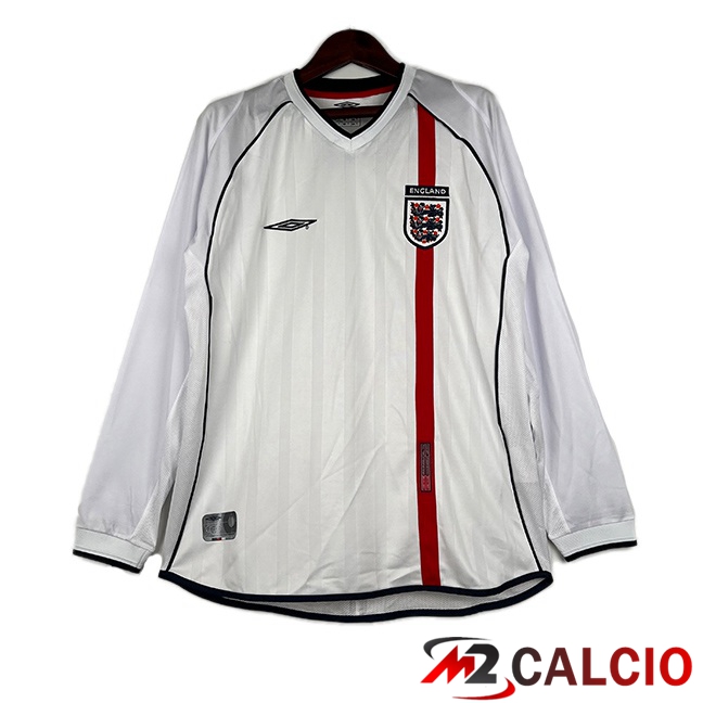 Maglie Calcio Personalizzate,Tute Calcio Squadre,Maglia Nazionale Italiana Calcio | Maglie Calcio Inghilterra Retro Prima Manica Lunga Bianco 2002