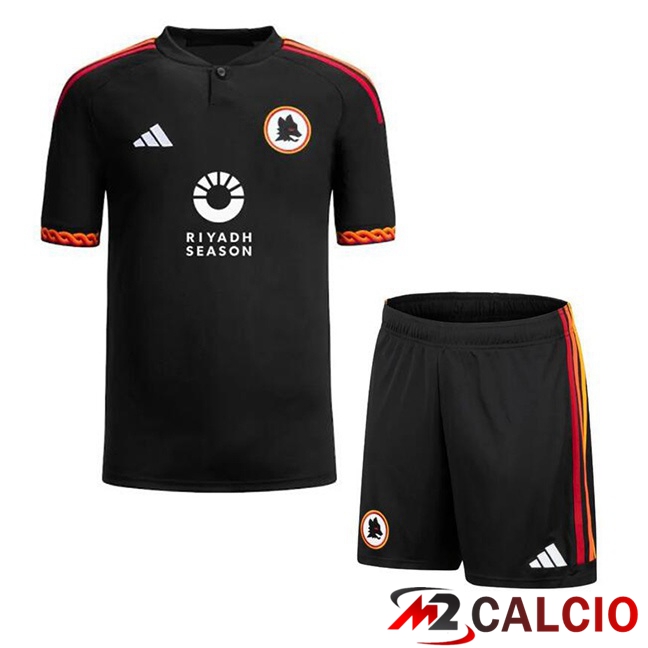 Maglie Calcio Personalizzate,Tute Calcio Squadre,Maglia Nazionale Italiana Calcio | Maglie Calcio AS Roma Bambino RIYADH SEASON Terza Nero 2023/2024