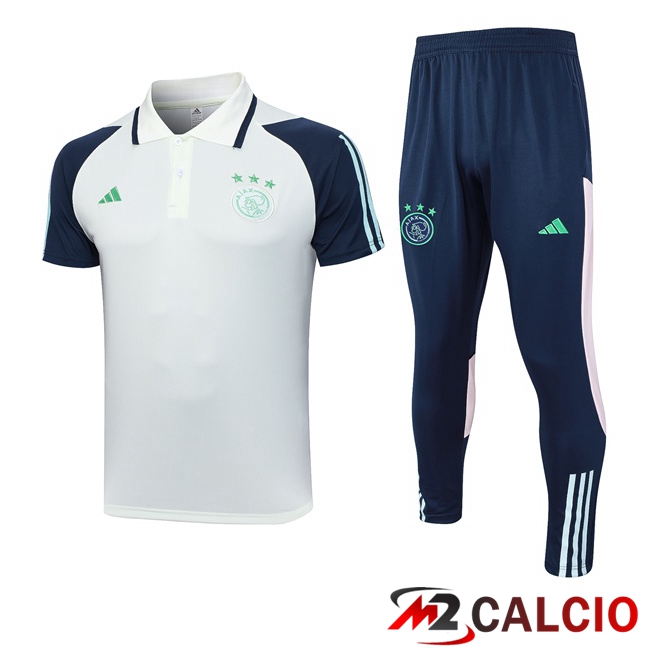 Maglie Calcio Personalizzate,Tute Calcio Squadre,Maglia Nazionale Italiana Calcio | Kit Maglia Polo AFC Ajax + Pantaloni Verde 2023/2024
