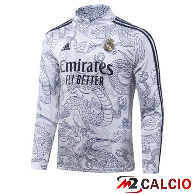 Maglie Calcio Personalizzate,Tute Calcio Squadre,Maglia Nazionale Italiana Calcio | Felpa Allenamento Real Madrid Bianco 2023/2024
