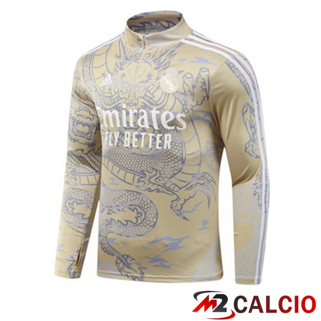Maglie Calcio Personalizzate,Tute Calcio Squadre,Maglia Nazionale Italiana Calcio | Felpa Allenamento Real Madrid Giallo 2023/2024