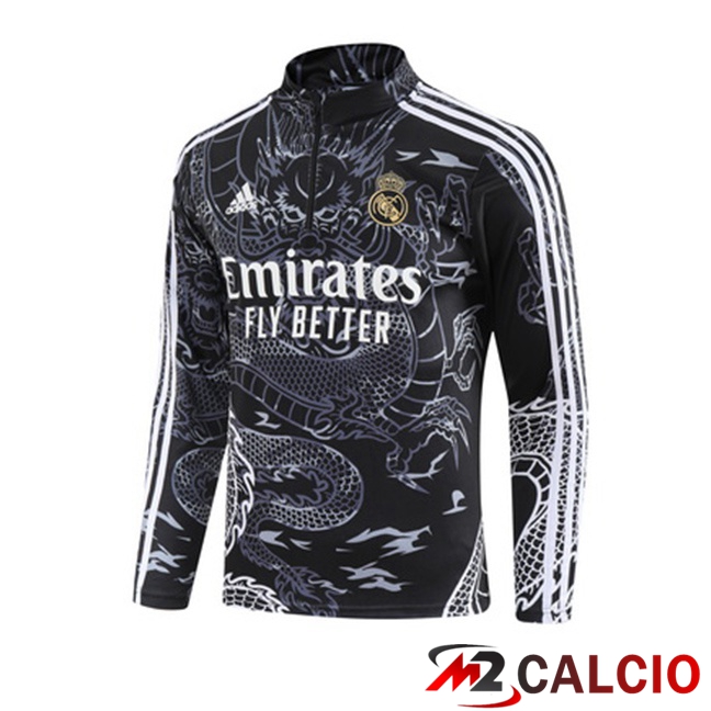 Maglie Calcio Personalizzate,Tute Calcio Squadre,Maglia Nazionale Italiana Calcio | Felpa Allenamento Real Madrid Nero 2023/2024