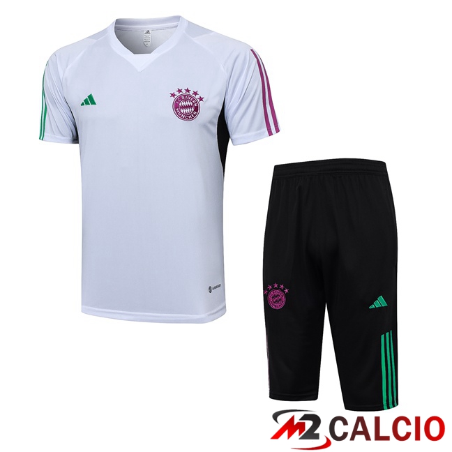 Maglie Calcio Personalizzate,Tute Calcio Squadre,Maglia Nazionale Italiana Calcio | T Shirt Allenamento Bayern Monaco + Pantaloncini Bianco 2023/2024