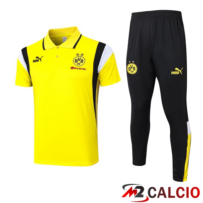 Maglie Calcio Personalizzate,Tute Calcio Squadre,Maglia Nazionale Italiana Calcio | Kit Maglia Polo Dortmund BVB + Pantaloni Giallo 2023/2024