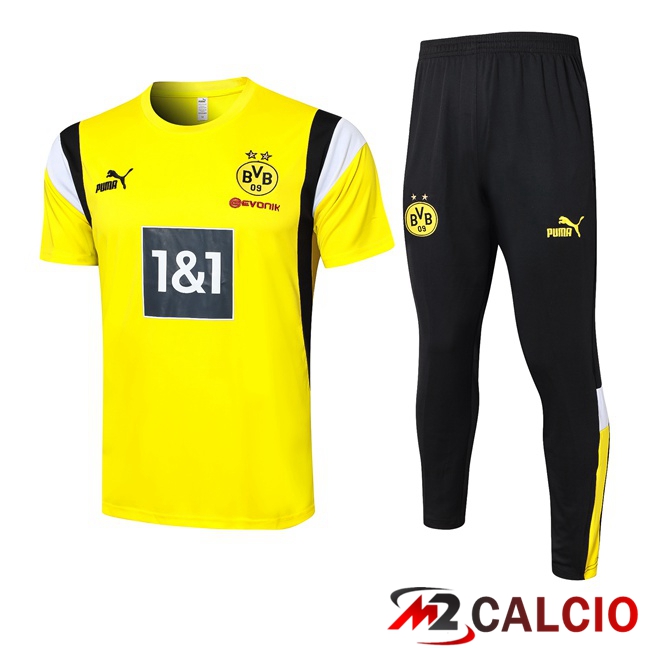 Maglie Calcio Personalizzate,Tute Calcio Squadre,Maglia Nazionale Italiana Calcio | T Shirt Allenamento Dortmund BVB + Pantaloni Giallo 2023/2024