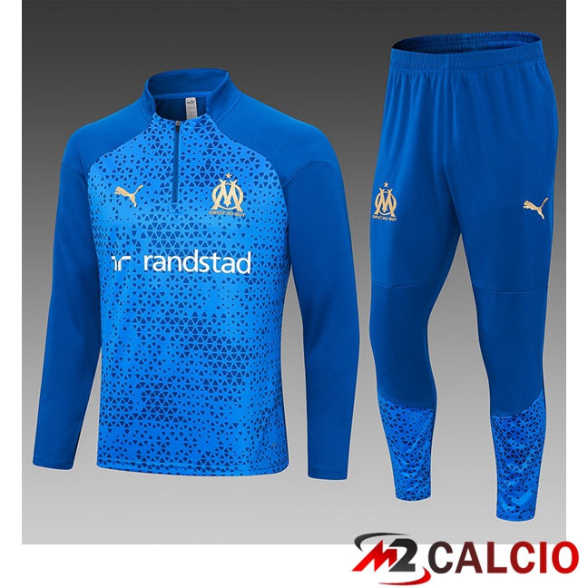 Maglie Calcio Personalizzate,Tute Calcio Squadre,Maglia Nazionale Italiana Calcio | Insieme Tuta Calcio Marsiglia OM Bambino Blu 2023/2024