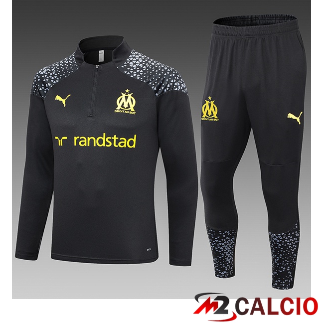 Maglie Calcio Personalizzate,Tute Calcio Squadre,Maglia Nazionale Italiana Calcio | Insieme Tuta Calcio Marsiglia OM Bambino Nero 2023/2024