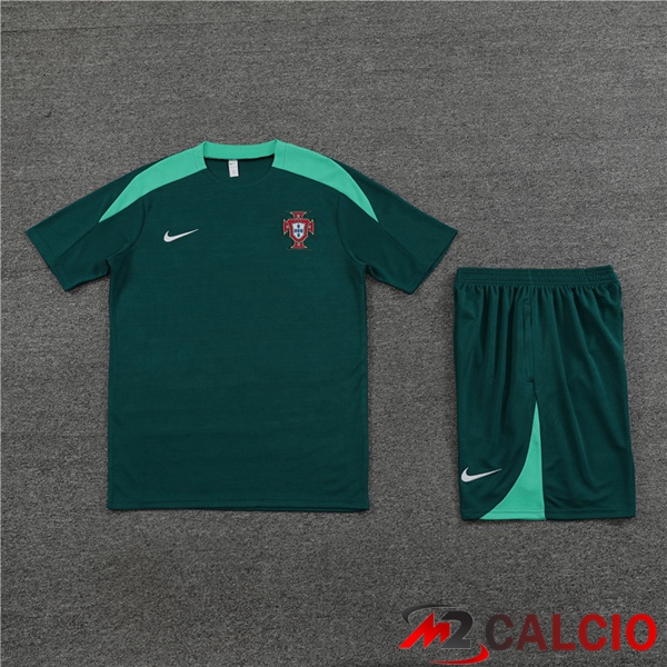 T Shirt Allenamento Portogallo + Pantaloncini Verde 2023/2024