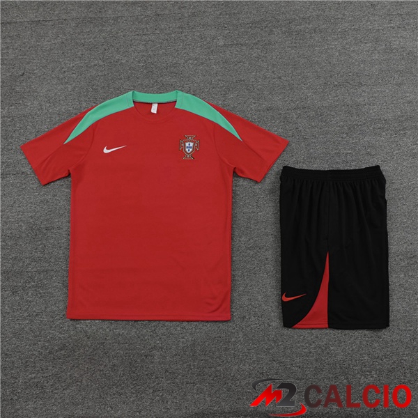 T Shirt Allenamento Portogallo + Pantaloncini Rosso 2023/2024