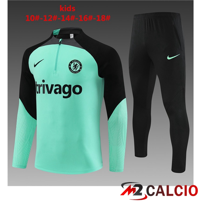 Maglie Calcio Personalizzate,Tute Calcio Squadre,Maglia Nazionale Italiana Calcio | Insieme Tuta Calcio FC Chelsea Bambino Verde 2023/2024
