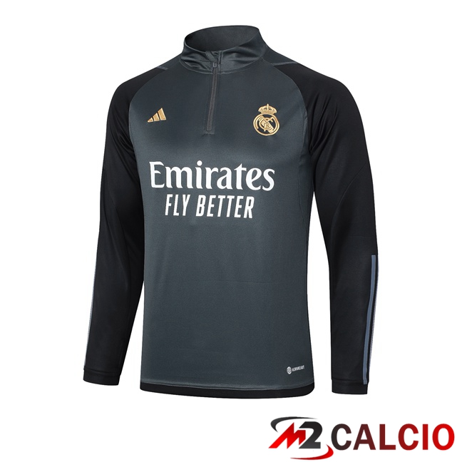 Maglie Calcio Personalizzate,Tute Calcio Squadre,Maglia Nazionale Italiana Calcio | Felpa Allenamento Real Madrid Grigio 2023/2024