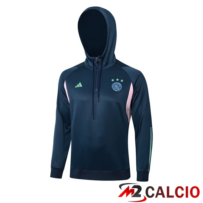 Maglie Calcio Personalizzate,Tute Calcio Squadre,Maglia Nazionale Italiana Calcio | Felpa Allenamento Con Cappuccio AFC Ajax Blu Reale 2023/2024