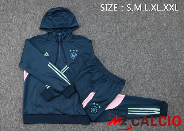 Insieme Tuta Calcio Con Cappuccio AFC Ajax Blu Reale 2023/2024