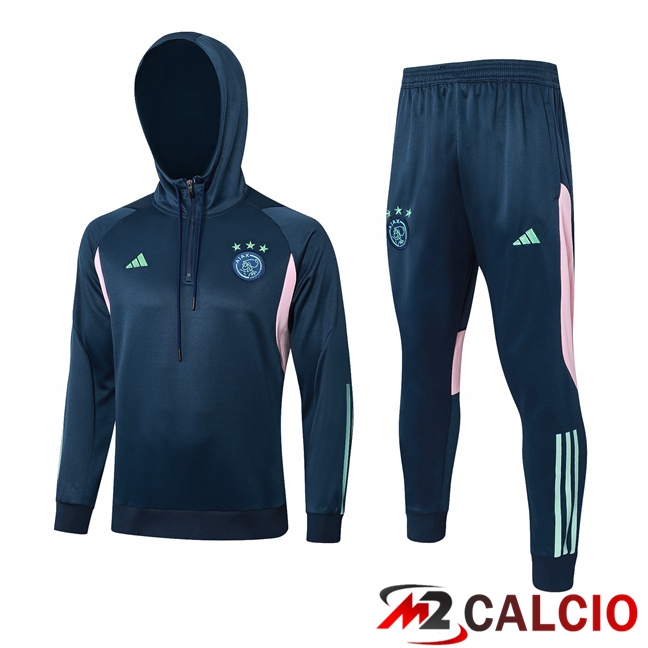 Maglie Calcio Personalizzate,Tute Calcio Squadre,Maglia Nazionale Italiana Calcio | Insieme Tuta Calcio Con Cappuccio AFC Ajax Blu Reale 2023/2024