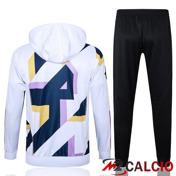 Insieme Tuta Calcio Con Cappuccio Real Madrid Bianco Blu Reale 2023/2024