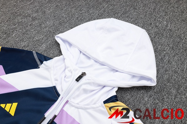 Insieme Tuta Calcio Con Cappuccio Real Madrid Bianco Blu Reale 2023/2024