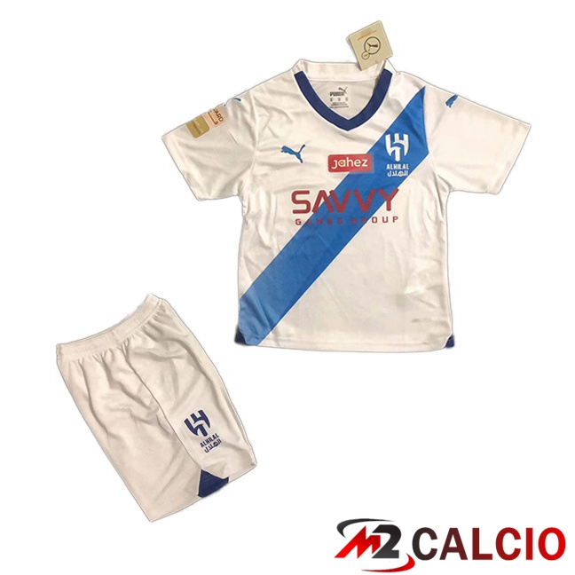 Maglie Calcio Personalizzate,Tute Calcio Squadre,Maglia Nazionale Italiana Calcio | Maglie Calcio Al-Hilal FC Bambino Seconda Bianco 2023/2024