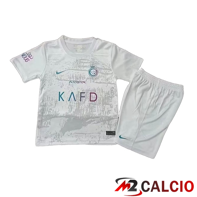 Maglie Calcio Personalizzate,Tute Calcio Squadre,Maglia Nazionale Italiana Calcio | Maglie Calcio Al-Nassr FC Bambino Terza Bianco 2023/2024