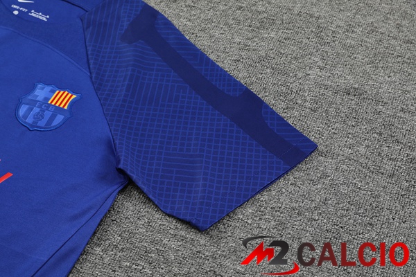 Insieme T Shirt Allenamento FC Barcellona + Pantaloncini Blu Reale 2023/2024