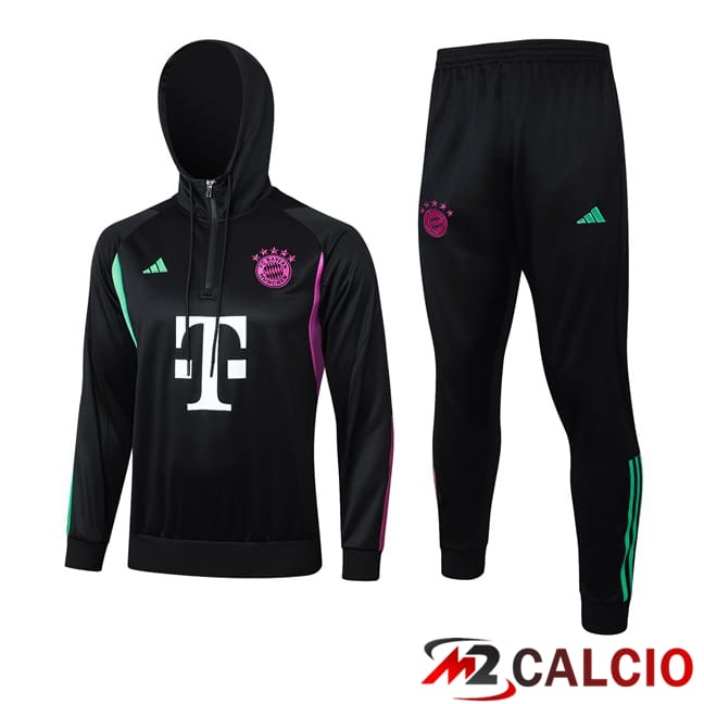 Maglie Calcio Personalizzate,Tute Calcio Squadre,Maglia Nazionale Italiana Calcio | Tuta Calcio - Felpa Con Cappuccio Bayern Monaco Nero 2024/2025