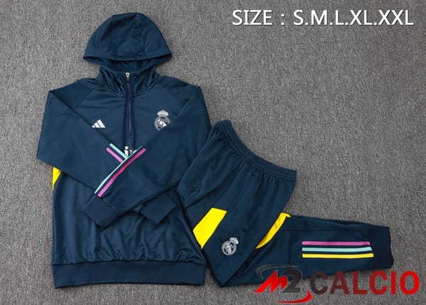 Tuta Calcio - Felpa Con Cappuccio Real Madrid Blu Reale 2024/2025