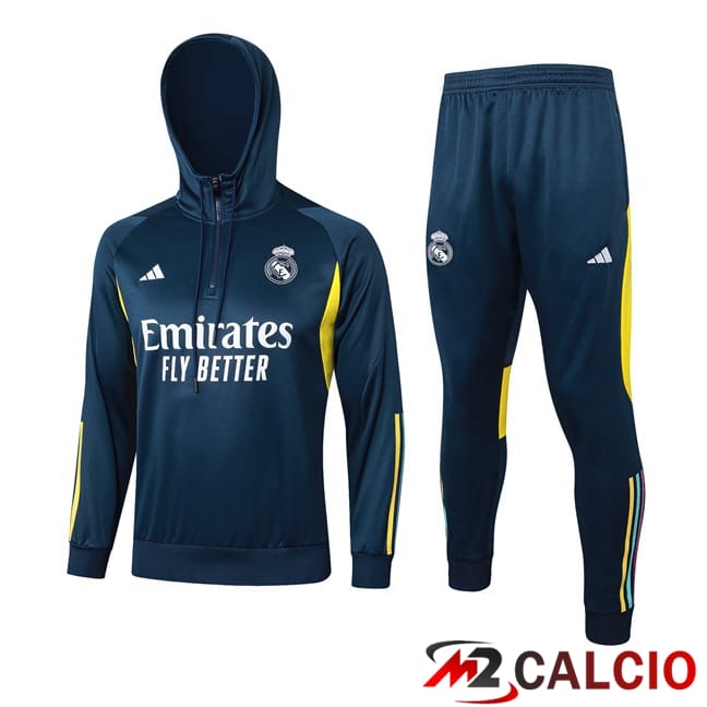 Maglie Calcio Personalizzate,Tute Calcio Squadre,Maglia Nazionale Italiana Calcio | Tuta Calcio - Felpa Con Cappuccio Real Madrid Blu Reale 2024/2025