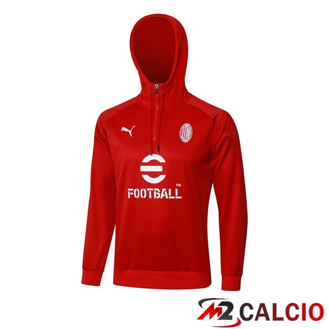 Maglie Calcio Personalizzate,Tute Calcio Squadre,Maglia Nazionale Italiana Calcio | Felpa Con Cappuccio AC Milan Rosso 2024/2025