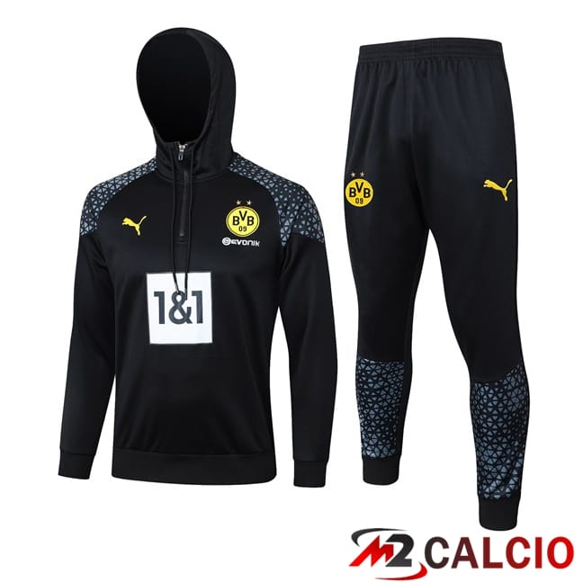 Maglie Calcio Personalizzate,Tute Calcio Squadre,Maglia Nazionale Italiana Calcio | Tuta Calcio - Felpa Con Cappuccio Dortmund BVB Nero 2024/2025
